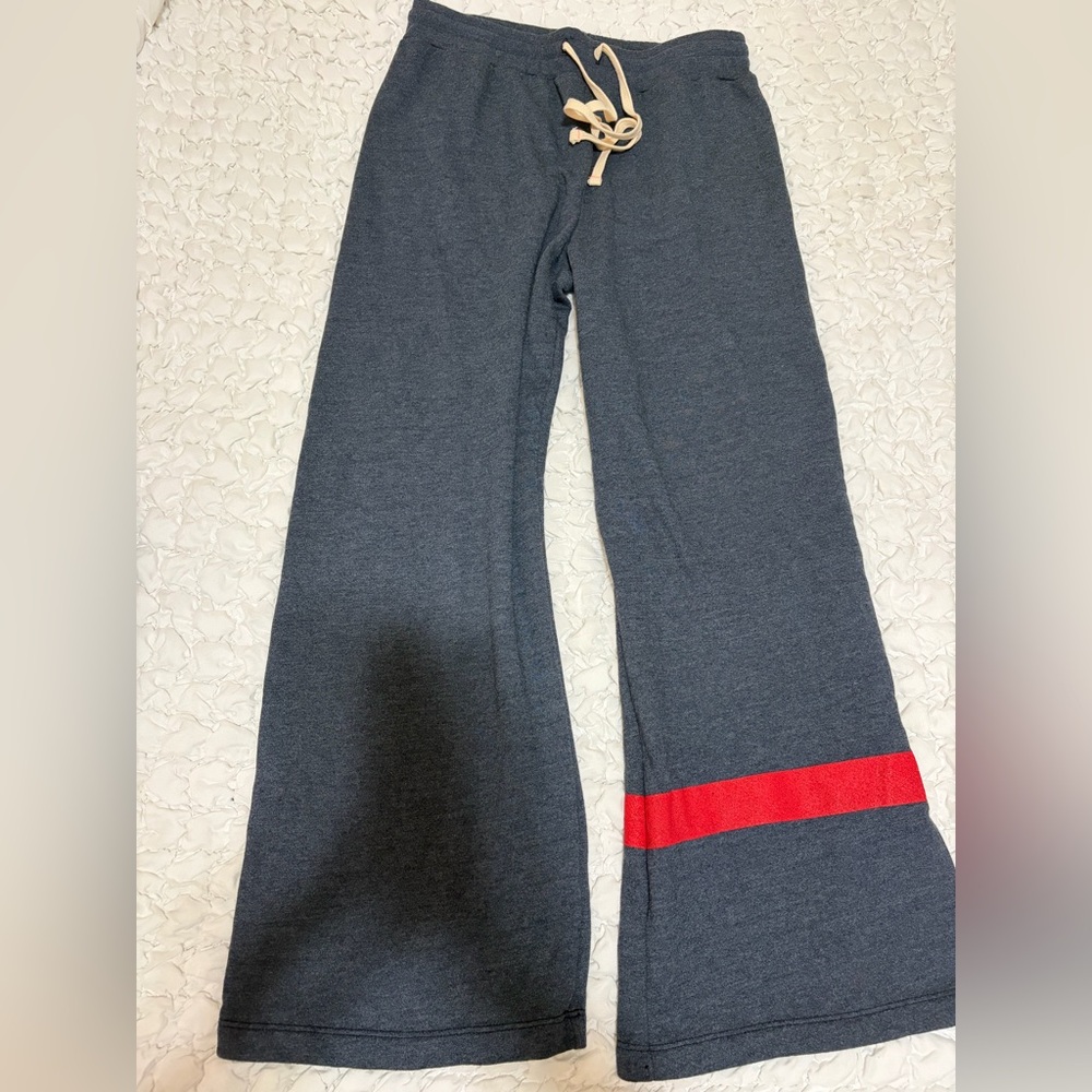 Anthropologie SUNDRY Blue Wide Leg Pants with Red Stripe